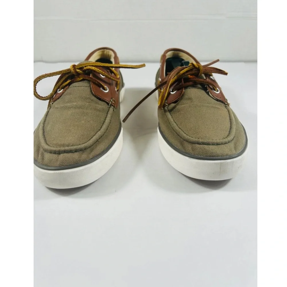 Polo Ralph Lauren Rylander Shoes Men SZ 10 Green Canvas Boat Shoe Preppy Classic